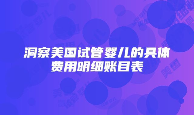 洞察美国试管婴儿的具体费用明细账目表