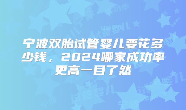 宁波双胎试管婴儿要花多少钱,2024哪家成功率更高一目了然