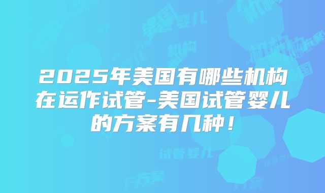 2025年美国有哪些机构在运作试管-美国试管婴儿的方案有几种！