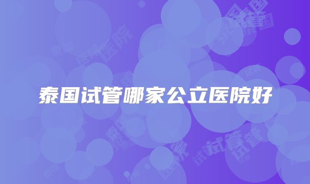 泰国试管哪家公立医院好