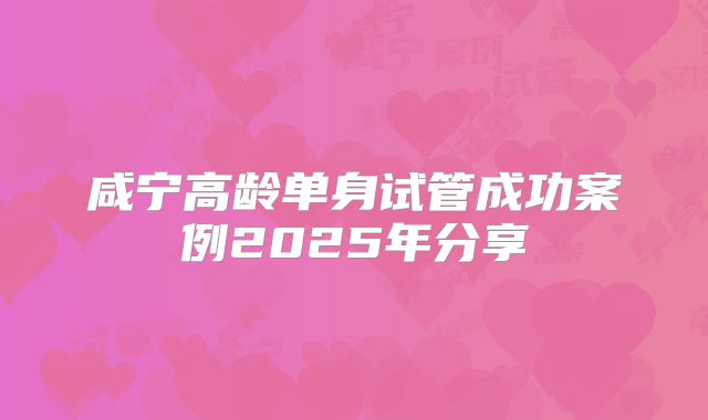 咸宁高龄单身试管成功案例2025年分享