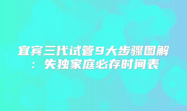 宜宾三代试管9大步骤图解：失独家庭必存时间表
