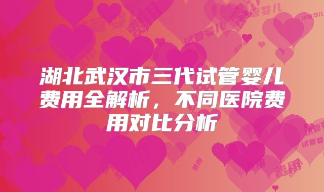 湖北武汉市三代试管婴儿费用全解析，不同医院费用对比分析