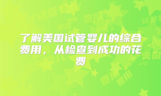 了解美国试管婴儿的综合费用，从检查到成功的花费
