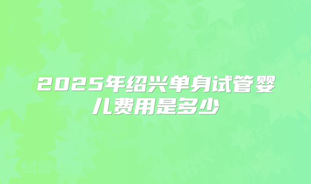 2025年绍兴单身试管婴儿费用是多少