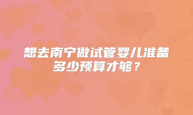 想去南宁做试管婴儿准备多少预算才够？