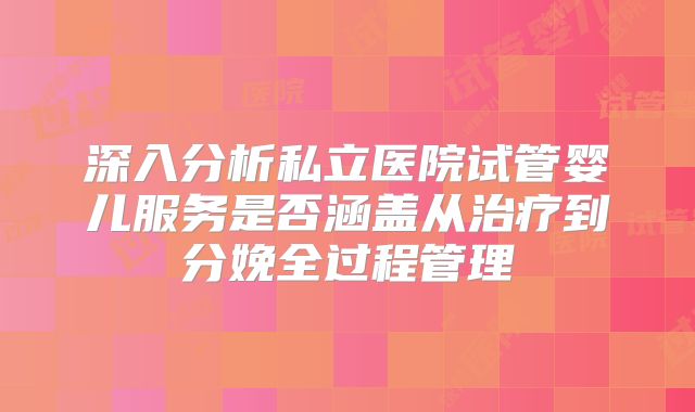 深入分析私立医院试管婴儿服务是否涵盖从治疗到分娩全过程管理