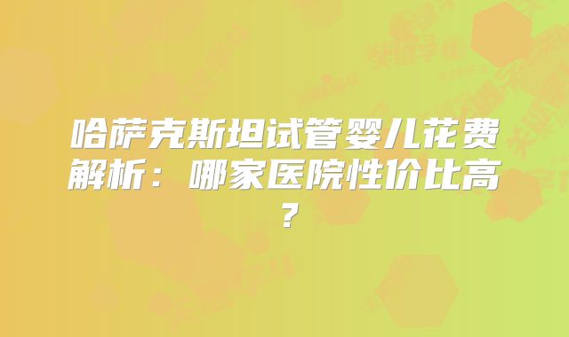 哈萨克斯坦试管婴儿花费解析：哪家医院性价比高？