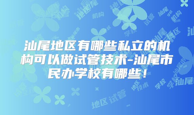 汕尾地区有哪些私立的机构可以做试管技术-汕尾市民办学校有哪些！