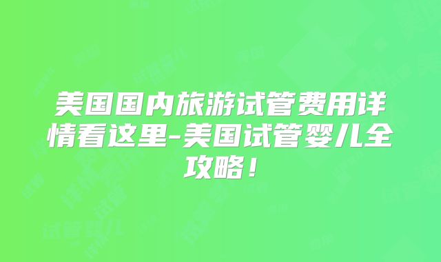 美国国内旅游试管费用详情看这里-美国试管婴儿全攻略！