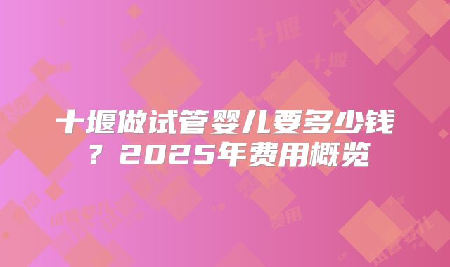 十堰做试管婴儿要多少钱？2025年费用概览