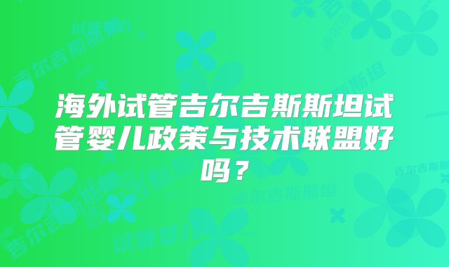 海外试管吉尔吉斯斯坦试管婴儿政策与技术联盟好吗?