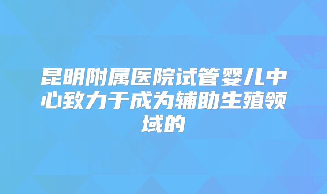 昆明附属医院试管婴儿中心致力于成为辅助生殖领域的