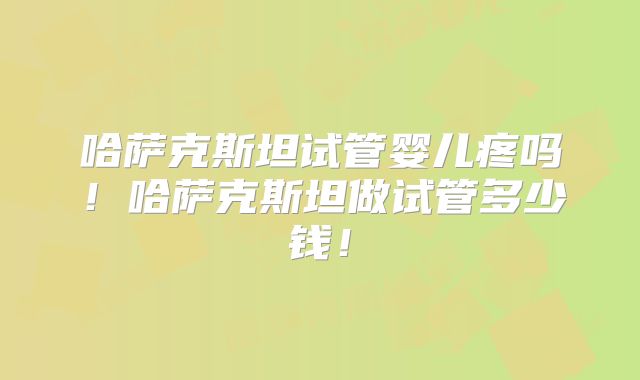 哈萨克斯坦试管婴儿疼吗!哈萨克斯坦做试管多少钱!