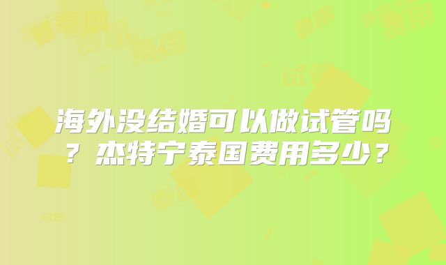 海外没结婚可以做试管吗？杰特宁泰国费用多少？