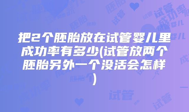把2个胚胎放在试管婴儿里成功率有多少(试管放两个胚胎另外一个没活会怎样)