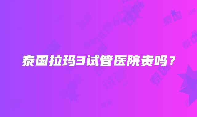 泰国拉玛3试管医院贵吗？