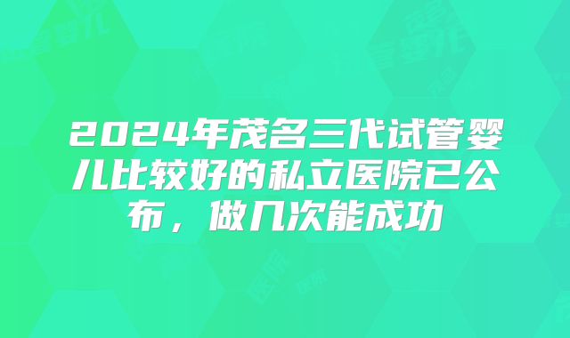 2024年茂名三代试管婴儿比较好的私立医院已公布,做几次能成功