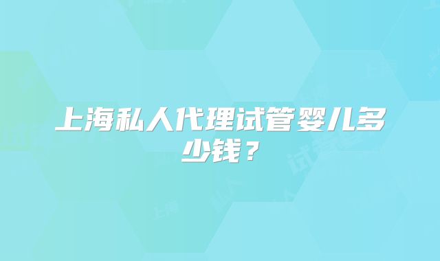 上海私人代理试管婴儿多少钱？