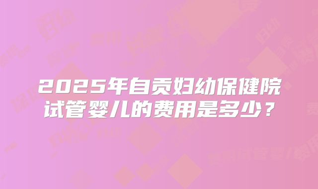 2025年自贡妇幼保健院试管婴儿的费用是多少？