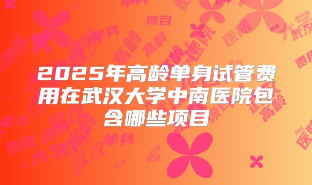 2025年高龄单身试管费用在武汉大学中南医院包含哪些项目