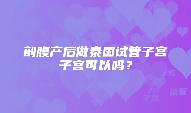 剖腹产后做泰国试管子宫子宫可以吗？