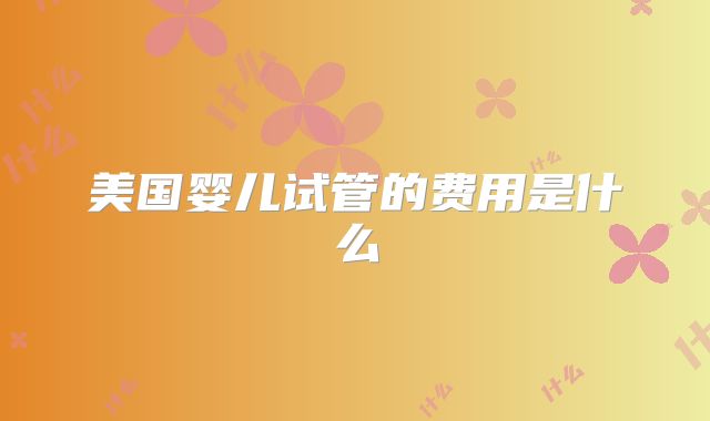 美国婴儿试管的费用是什么