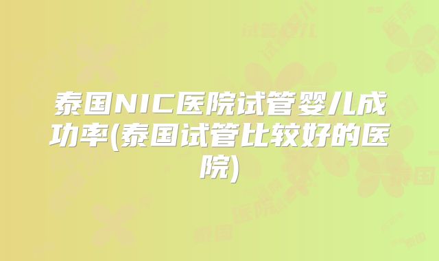 泰国NIC医院试管婴儿成功率(泰国试管比较好的医院)