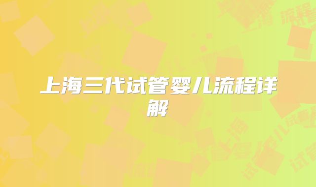 上海三代试管婴儿流程详解