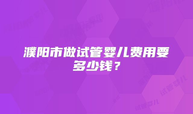 濮阳市做试管婴儿费用要多少钱？