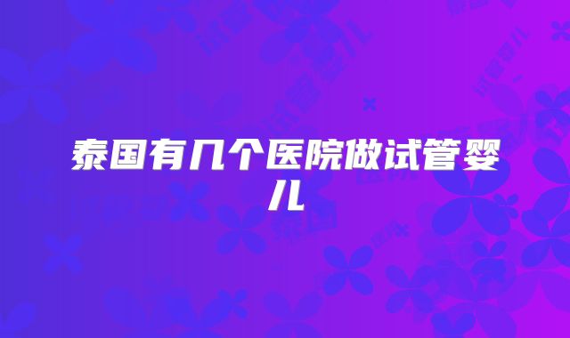 泰国有几个医院做试管婴儿