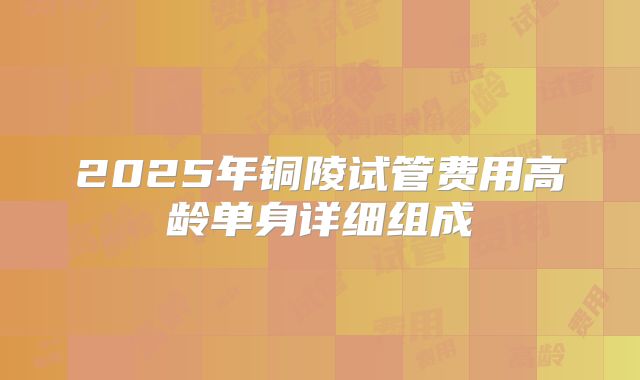 2025年铜陵试管费用高龄单身详细组成