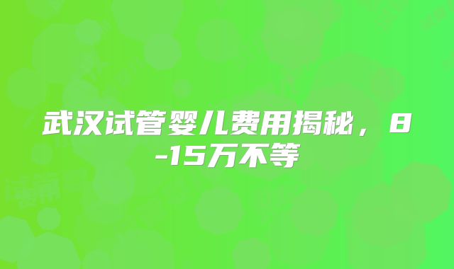 武汉试管婴儿费用揭秘，8-15万不等