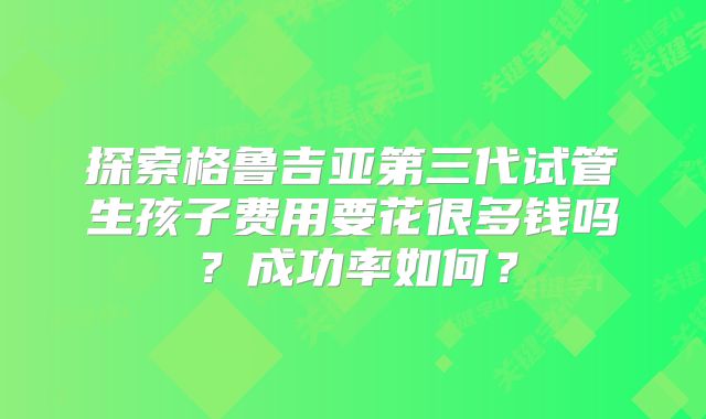 探索格鲁吉亚第三代试管生孩子费用要花很多钱吗？成功率如何？