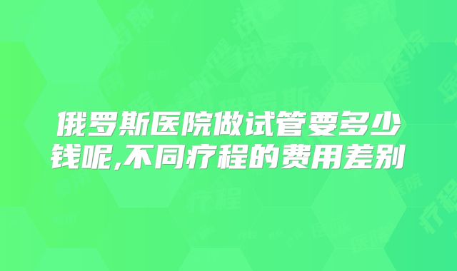 俄罗斯医院做试管要多少钱呢,不同疗程的费用差别