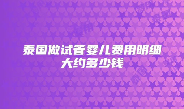 泰国做试管婴儿费用明细大约多少钱