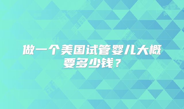 做一个美国试管婴儿大概要多少钱？