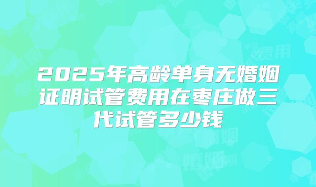 2025年高龄单身无婚姻证明试管费用在枣庄做三代试管多少钱