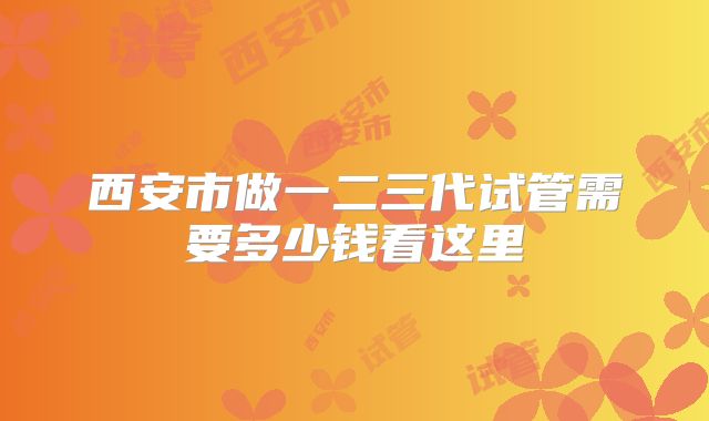 西安市做一二三代试管需要多少钱看这里