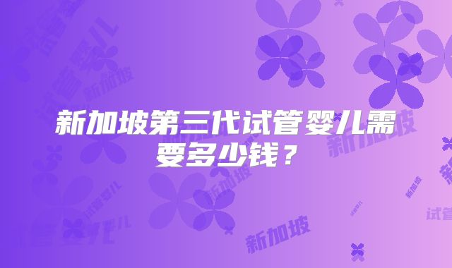 新加坡第三代试管婴儿需要多少钱?