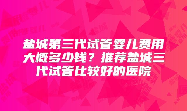 盐城第三代试管婴儿费用大概多少钱？推荐盐城三代试管比较好的医院