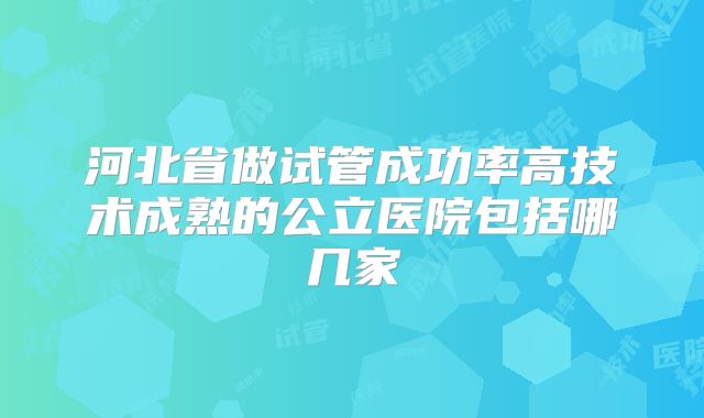 河北省做试管成功率高技术成熟的公立医院包括哪几家