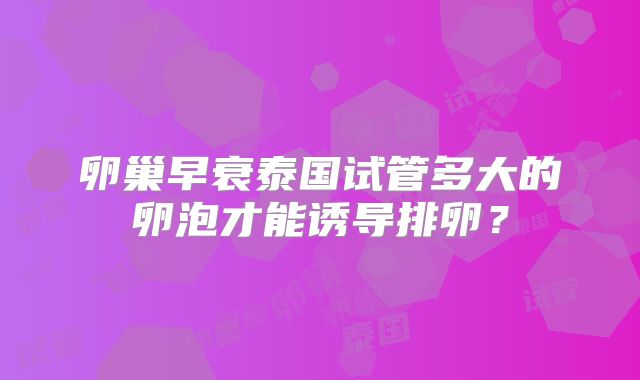 卵巢早衰泰国试管多大的卵泡才能诱导排卵？