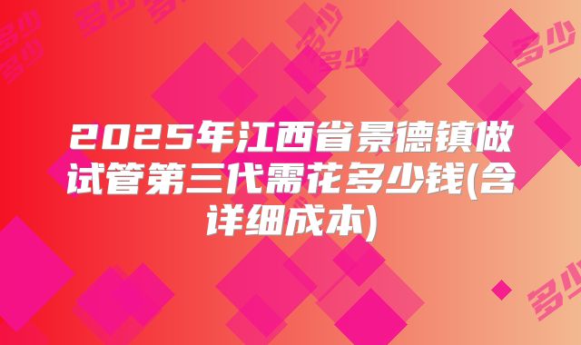 2025年江西省景德镇做试管第三代需花多少钱(含详细成本)