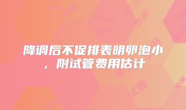降调后不促排表明卵泡小，附试管费用估计