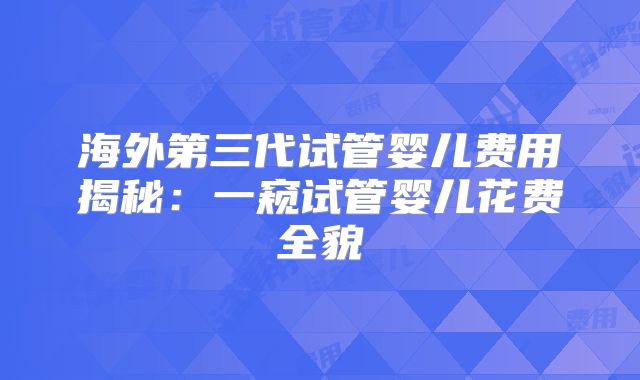 海外第三代试管婴儿费用揭秘:一窥试管婴儿花费全貌