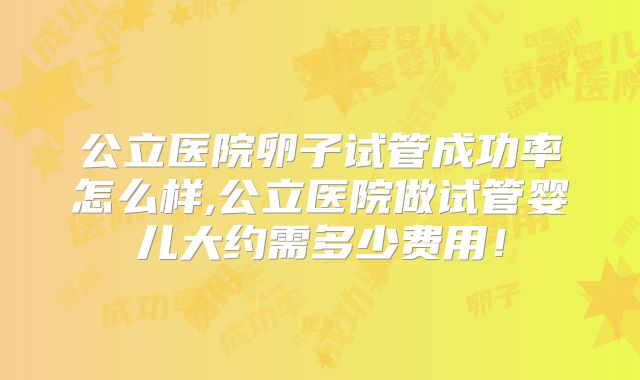 公立医院卵子试管成功率怎么样,公立医院做试管婴儿大约需多少费用！