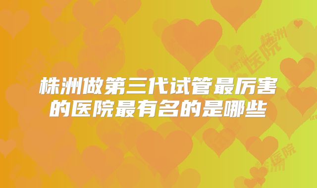株洲做第三代试管最厉害的医院最有名的是哪些