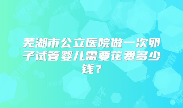 芜湖市公立医院做一次卵子试管婴儿需要花费多少钱?