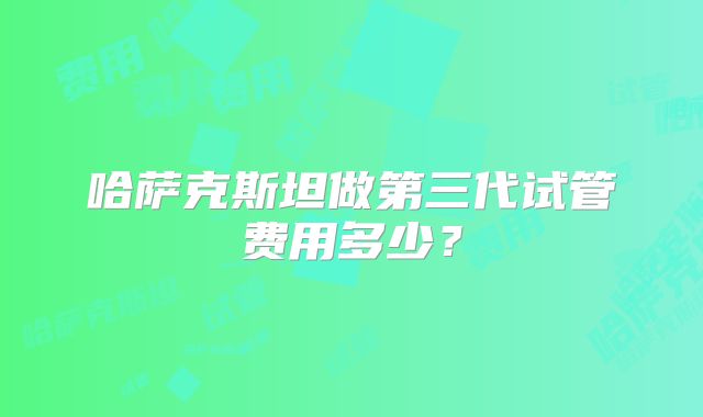 哈萨克斯坦做第三代试管费用多少?